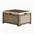 Aufbewahrungstruhe 120 x 60 x 60 cm Kunststoff Braun Beige mit Deckel in Flechtoptik