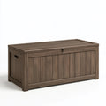 Aufbewahrungsbox 120 x 55 x 60 cm Kunststoff Holzbraun mit Deckel für den Außenbereich