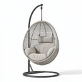 Hängesessel 105 x 105 x 195 cm Kunststoffgeflecht Grau mit Metallgestell für Garten und Terrasse