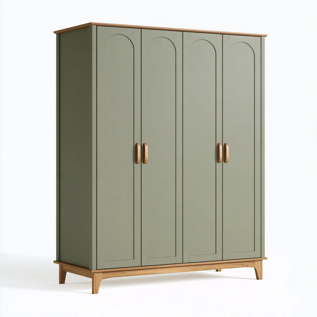 Kleiderschrank 160 x 55 x 190 cm Grün Holzwerkstoff mit 4 Türen im skandinavischen Stil