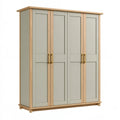 Kleiderschrank 180 x 60 x 200 cm Holzwerkstoff Grün Natur - 4 Türen Landhausstil