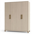 Kleiderschrank 180 x 60 x 200 cm Holzwerkstoff Beige mit 4 Türen Rillenfront