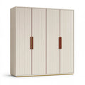 Kleiderschrank 200x60x220 cm aus Holzwerkstoff cremeweiß mit vier Türen im modernen Stil