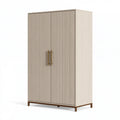 Kleiderschrank 100 x 55 x 200 cm Holzwerkstoff Beige geriffelte Türen moderner Stauraum