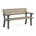Gartenbank 120 cm Kunststoff Holzoptik Grau - Sitzbank mit Armlehnen