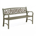 Gartenbank 127 x 61 x 88 cm Metall Graugrün mit Blattmuster für Außenbereiche